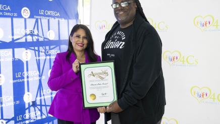 Asm. Ortega giving the Alameda Labor Council Certificate